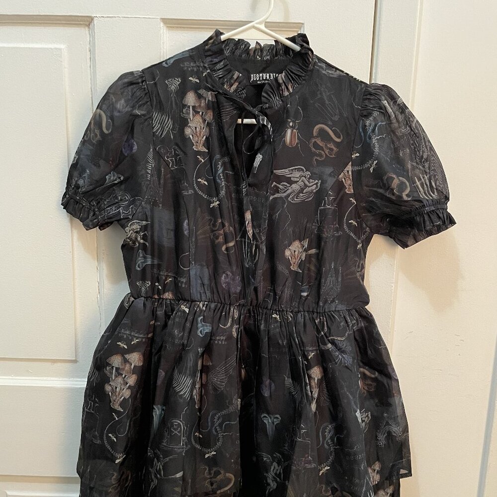 Disturbia Maudeline Victoriana Print Layered Organza Mini Dress